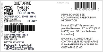 Label (68001 185 08 Quetiapine 25mg 67046 1116 30)